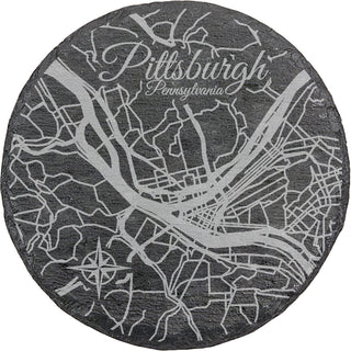 Pittsburgh, Pennsylvania Round Slate Coaster