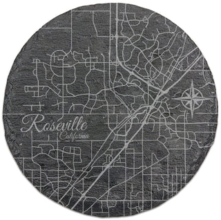 Roseville, California Round Slate Coaster