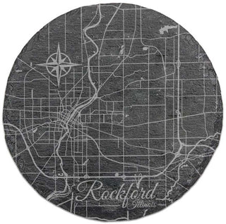 Rockford, Illinois Round Slate Coaster