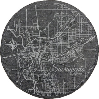 Sacramento, California Round Slate Coaster