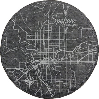 Spokane, Washington Round Slate Coaster