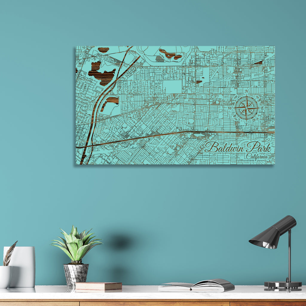 Baldwin Park, California Street Map Fire & Pine