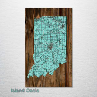 Indiana Isolated Map - Fire & Pine