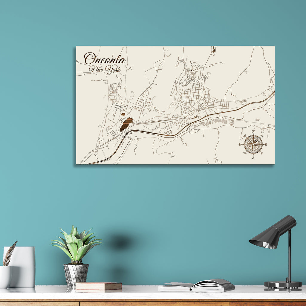 Oneonta, New York Street Map Fire & Pine