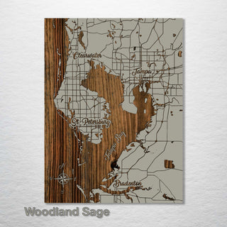 Tampa, Florida Whimsical Map - Fire & Pine