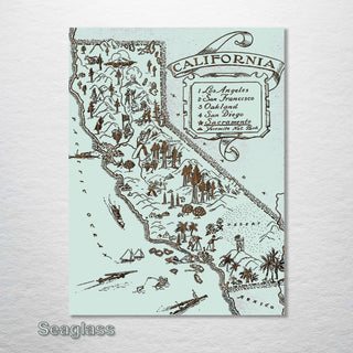 Vintage California Map - Fire & Pine