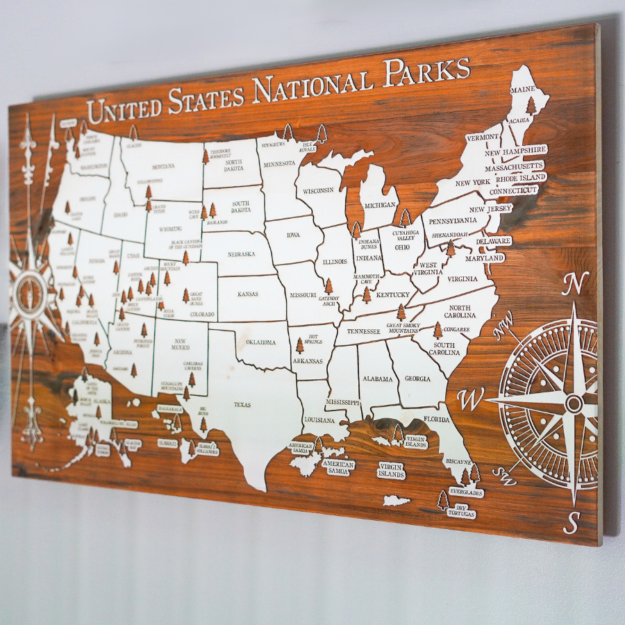 Engraved Wood Map