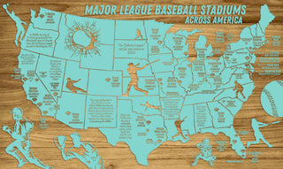 Exclusive - Baseball Stadium Tour Update 3 Engraved Wood Wall Map