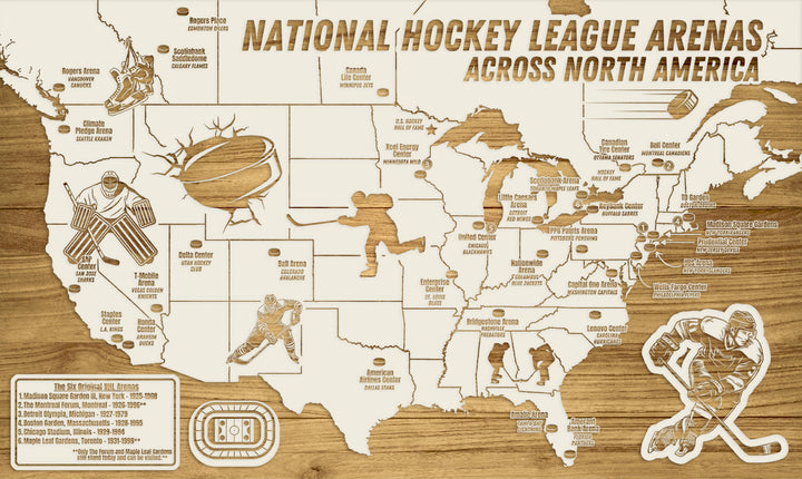 FP0592 - NHL Travel Map Version 1 Engraved Map (Collective)