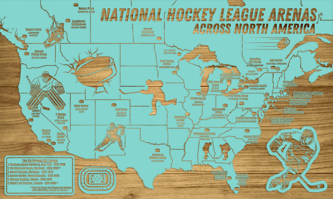 FP0592 - NHL Travel Map Version 1 Engraved Map (Collective)