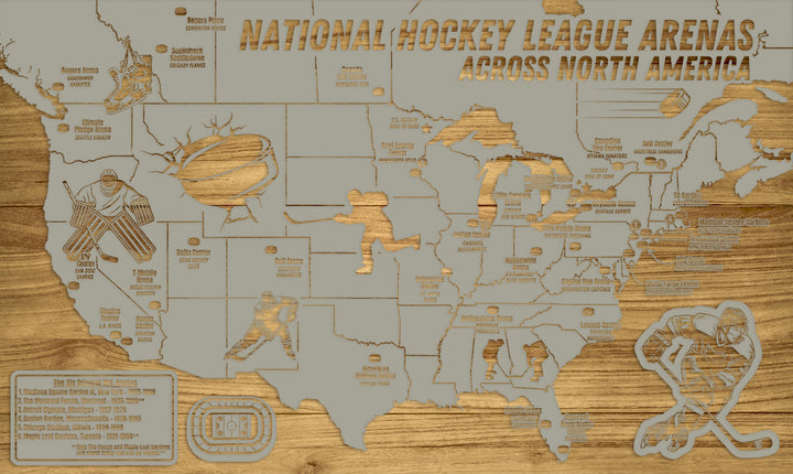 FP0592 - NHL Travel Map Version 1 Engraved Map (Collective)