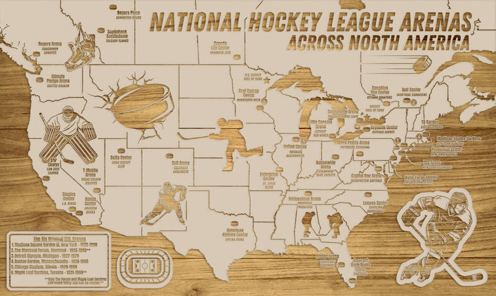 FP0592 - NHL Travel Map Version 1 Engraved Map (Collective)