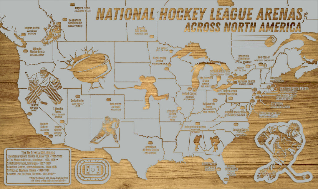 FP0592 - NHL Travel Map Version 1 Engraved Map (Collective)