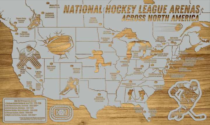 FP0592 - NHL Travel Map Version 1 Engraved Map (Collective)