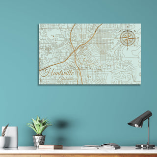 Huntsville, Alabama Engraved Map (Stilver)