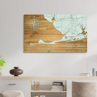 Gulf Shores, Alabama Engraved Map (Gold)