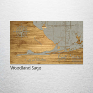 Gulf Shores, Alabama Engraved Map (Gold)
