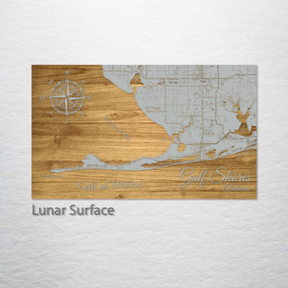 Gulf Shores, Alabama Engraved Map (Gold)