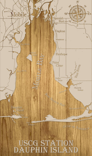 USCG Mobile Bay Coast Engraved Map (Silver)