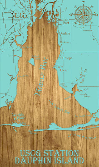 USCG Mobile Bay Coast Engraved Map (Silver)