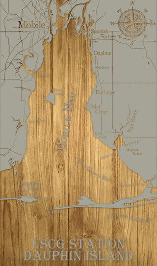USCG Mobile Bay Coast Engraved Map (Silver)