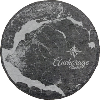 Anchorage, Alaska Round Slate Coaster