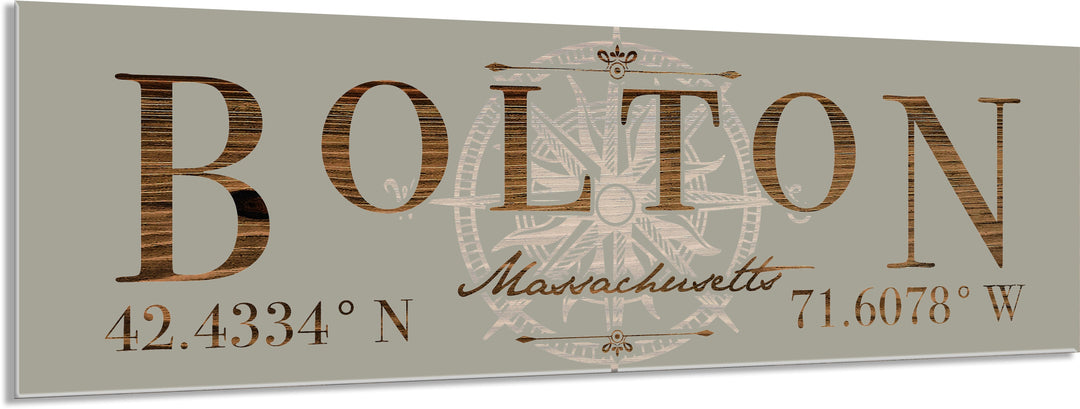 FP1039 - Bolton, MA Stick w/ Compass Engraved Stick (Standard)