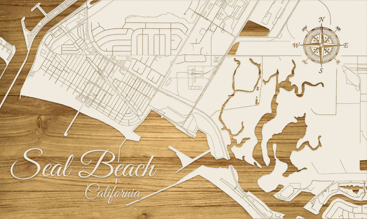 FP0680 - Seal Beach, CA Engraved Map (Bronze)