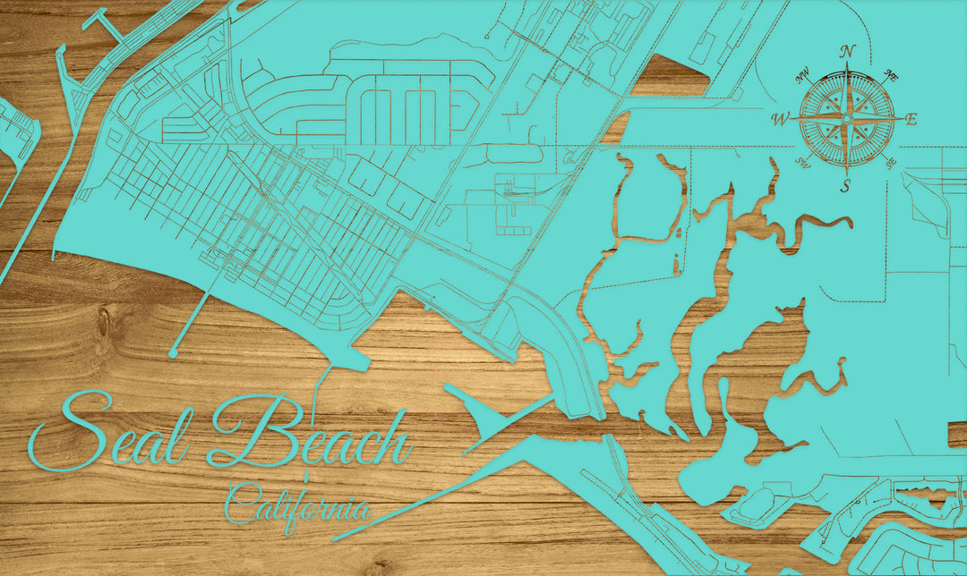 FP0680 - Seal Beach, CA Engraved Map (Bronze)