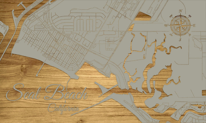 FP0680 - Seal Beach, CA Engraved Map (Bronze)