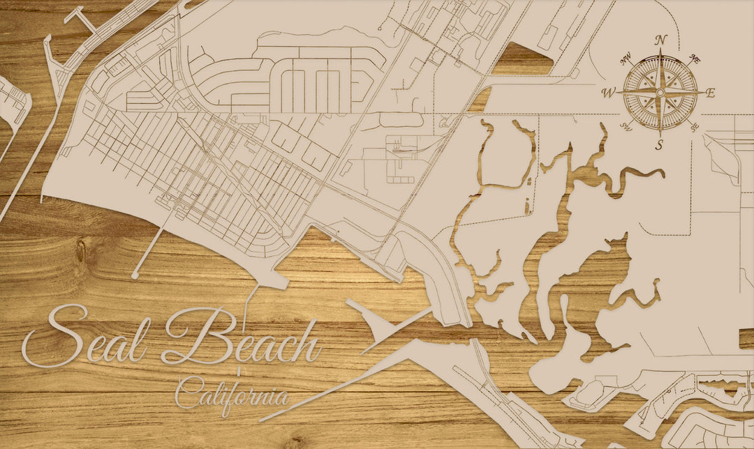 FP0680 - Seal Beach, CA Engraved Map (Bronze)