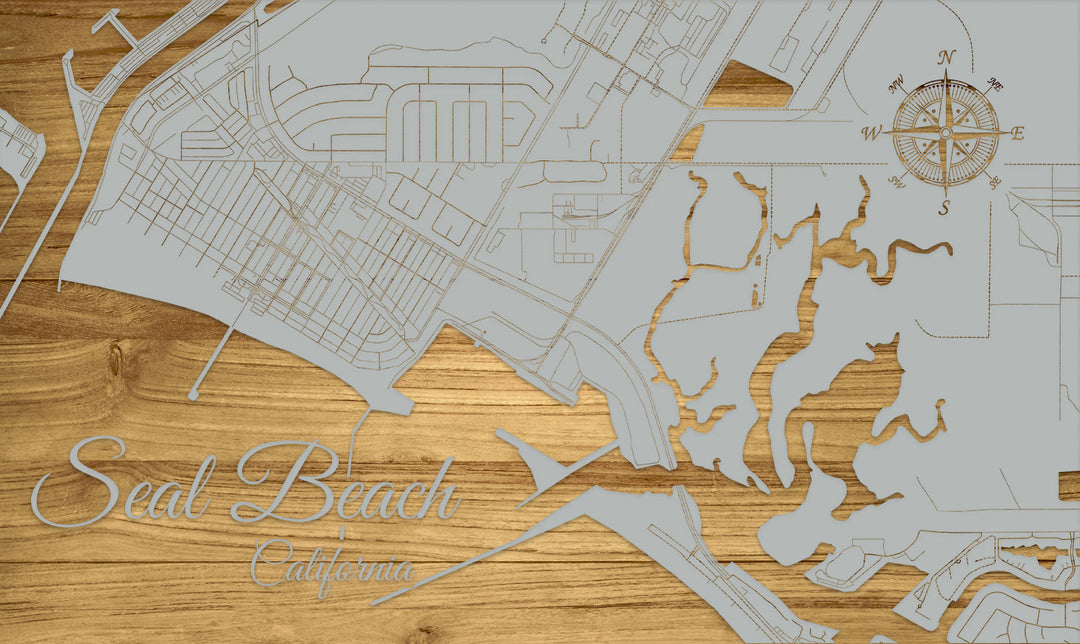 FP0680 - Seal Beach, CA Engraved Map (Bronze)