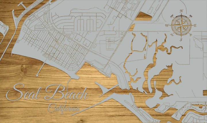 FP0680 - Seal Beach, CA Engraved Map (Bronze)