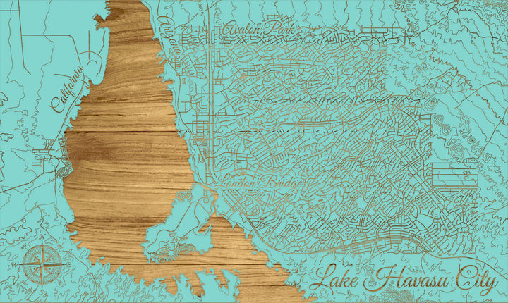 FP0395 - Lake Havasu City, CA Engraved Map (Standard)