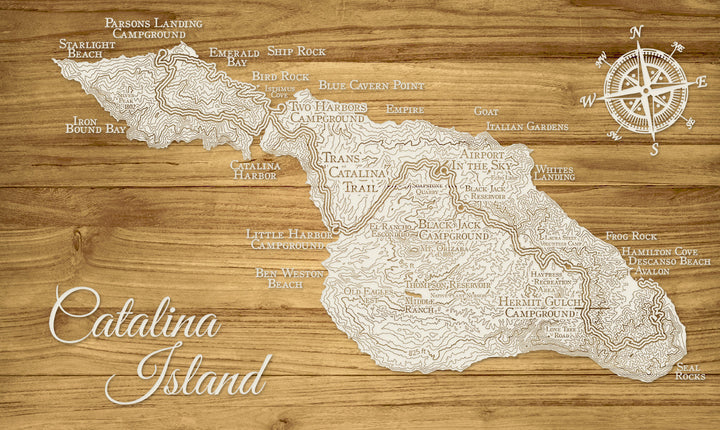 FP1654 - Mini to Small Trans Catalina Trail Labels, CA Engraved Map (Standard)