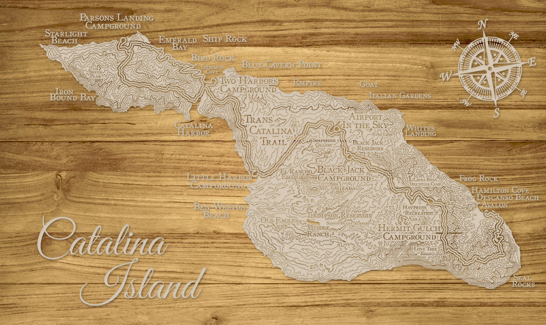 FP1654 - Mini to Small Trans Catalina Trail Labels, CA Engraved Map (Standard)