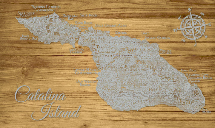 FP1654 - Mini to Small Trans Catalina Trail Labels, CA Engraved Map (Standard)