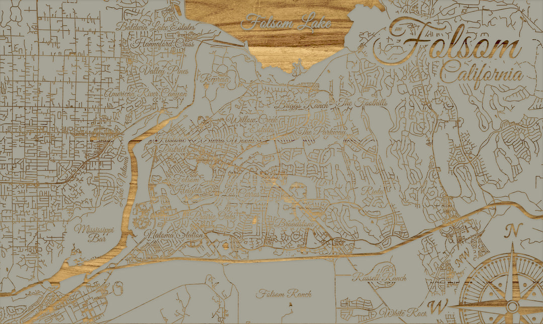 FP0548 - Folsom, CA Engraved Map (Standard)