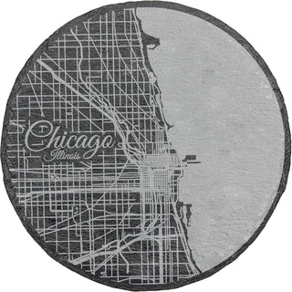 Chicago, Illinois Round Slate Coaster