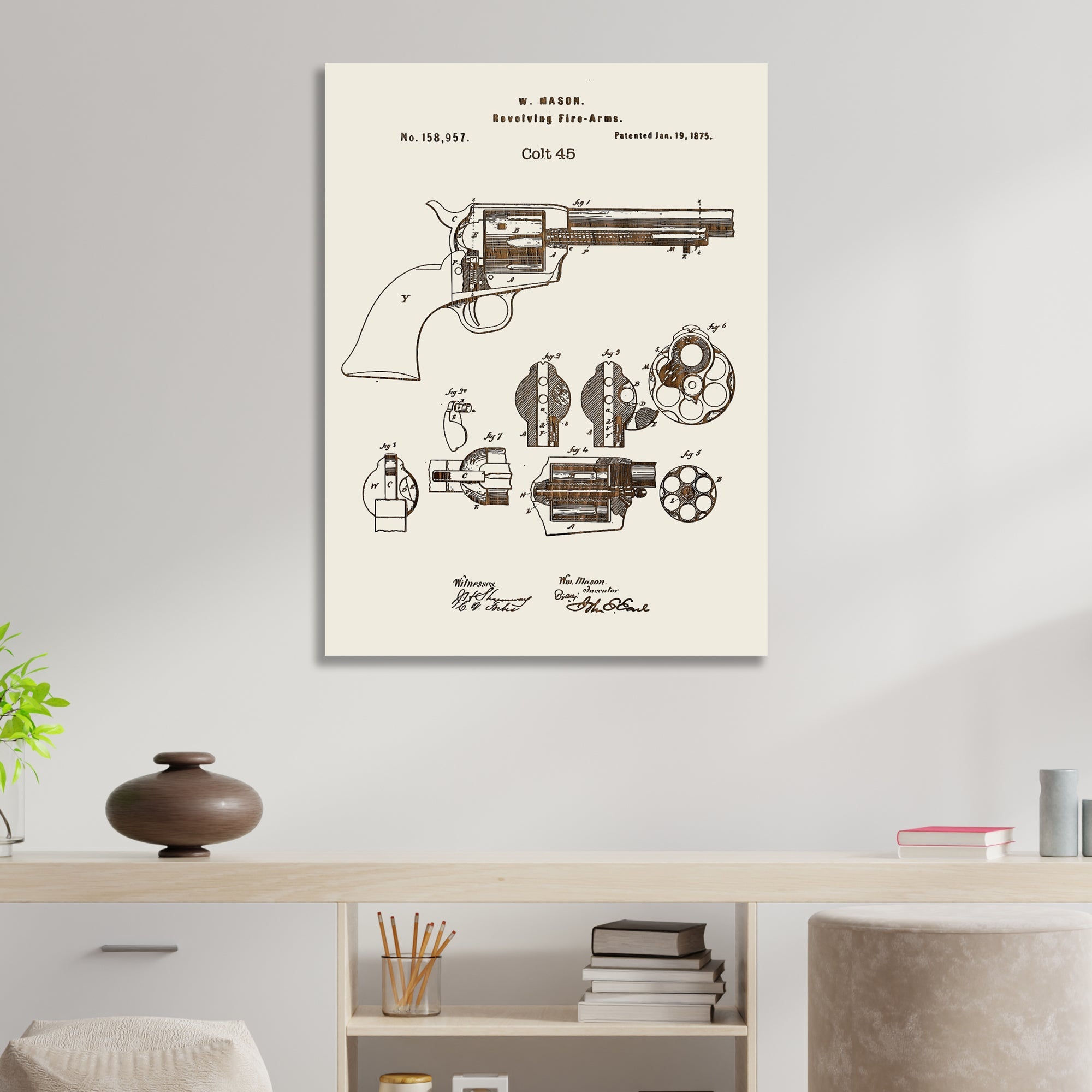 Colt 45 Firearm Engraved Patent (Standard)