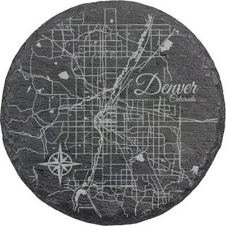 Denver, Colorado Round Slate Coaster