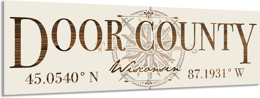 FP0151 - Door County, WI Compass Engraved Stick (Bronze)