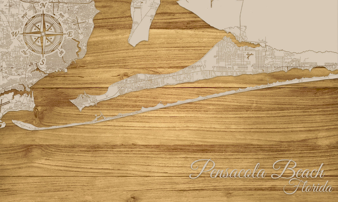 FP1153 - Pensacola Beach Engraved Map (Standard)