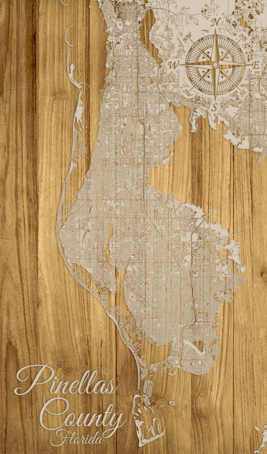 FP0912 - Pinellas County, FL Engraved Map (Standard)
