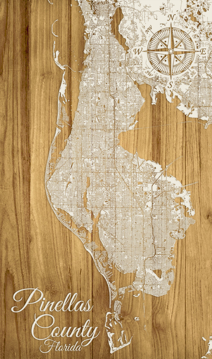 FP0912 - Pinellas County, FL Engraved Map (Standard)