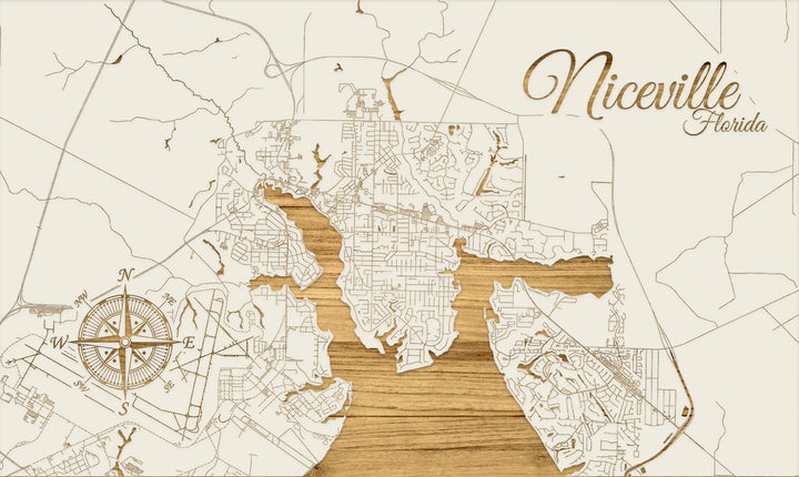 FP0772 - Niceville, FL Engraved Map (Standard)