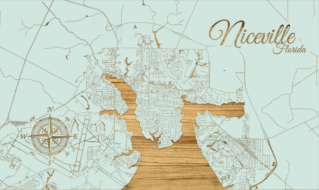 FP0772 - Niceville, FL Engraved Map (Standard)