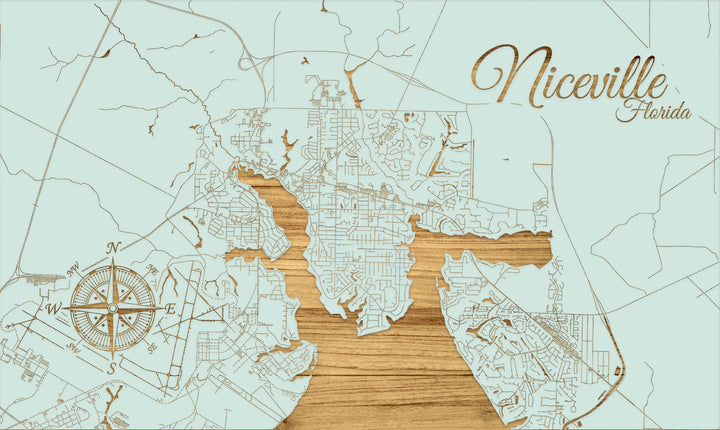 FP0772 - Niceville, FL Engraved Map (Standard)