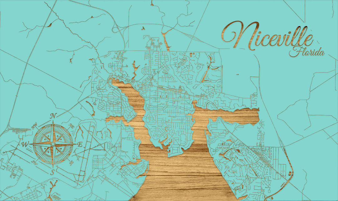 FP0772 - Niceville, FL Engraved Map (Standard)