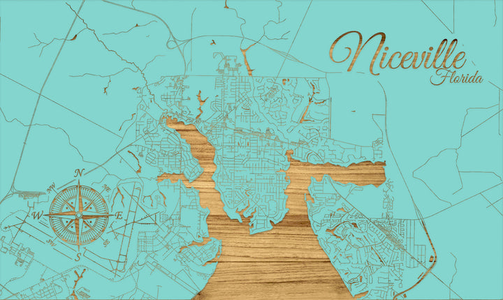 FP0772 - Niceville, FL Engraved Map (Standard)